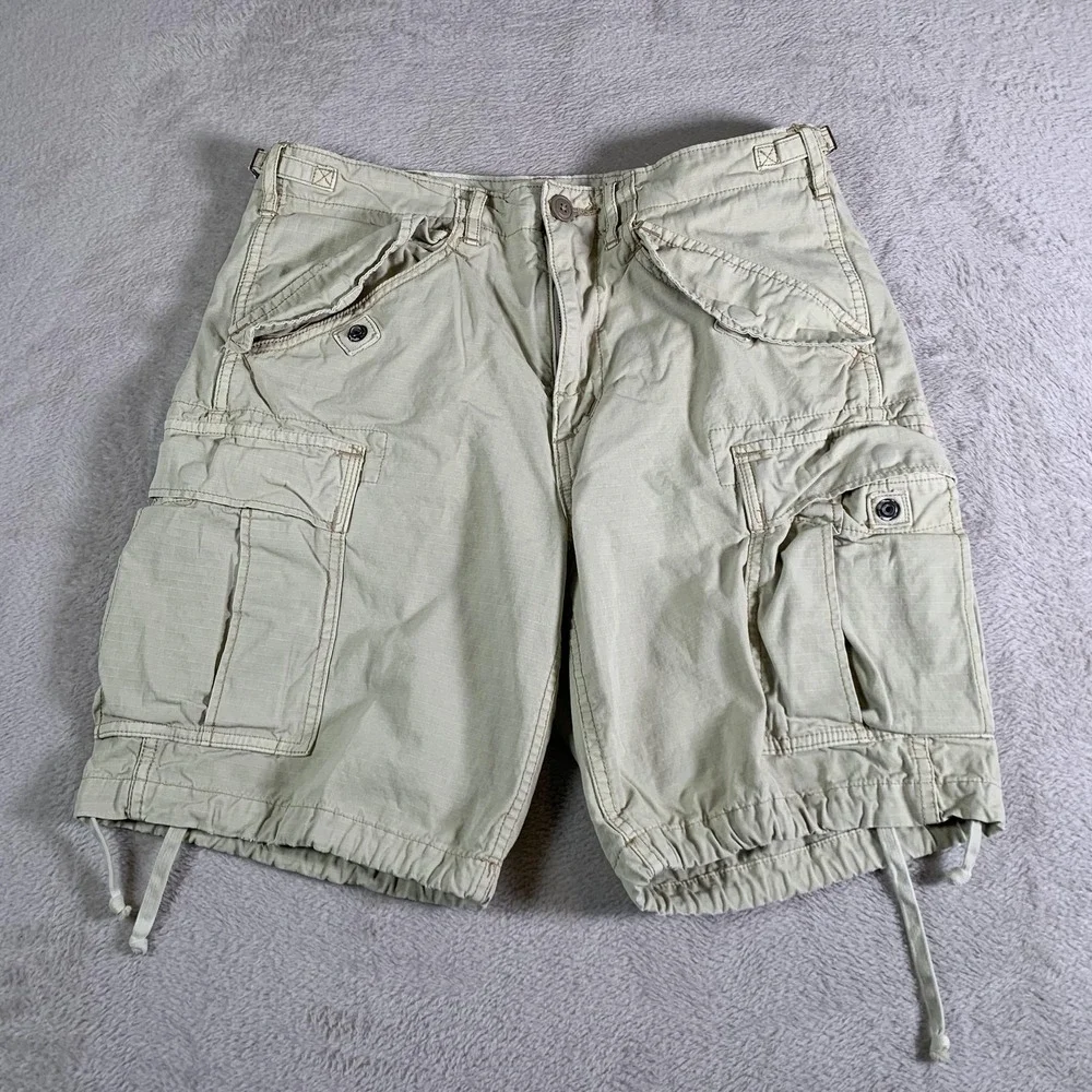 Polo Ralph Lauren Cargo Shorts Mens 30 Beige Relaxed Fit Drawstring Drill Khaki